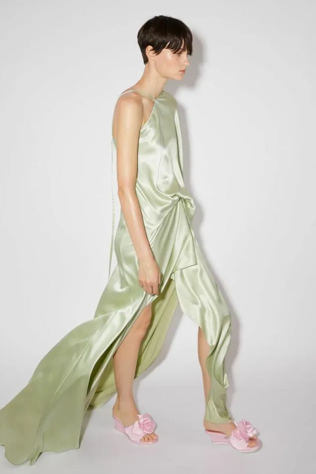 Acne Studios Dresses Woman Asymmetric Satin DressRunway Show Mint Green
