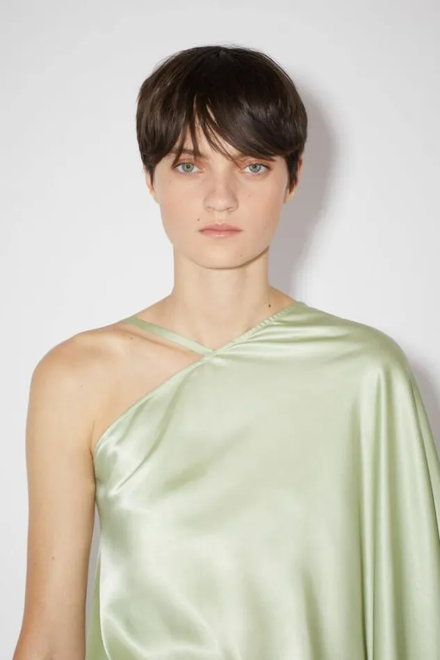 Acne Studios Dresses Woman Asymmetric Satin DressRunway Show Mint Green