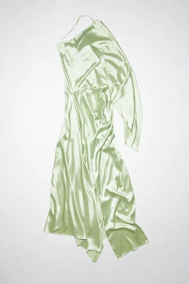 Acne Studios Dresses Woman Asymmetric Satin DressRunway Show Mint Green