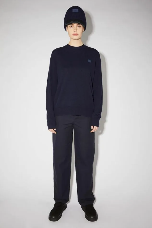 Acne Studios Knitwear Woman Wool Crew Neck Sweater Navy