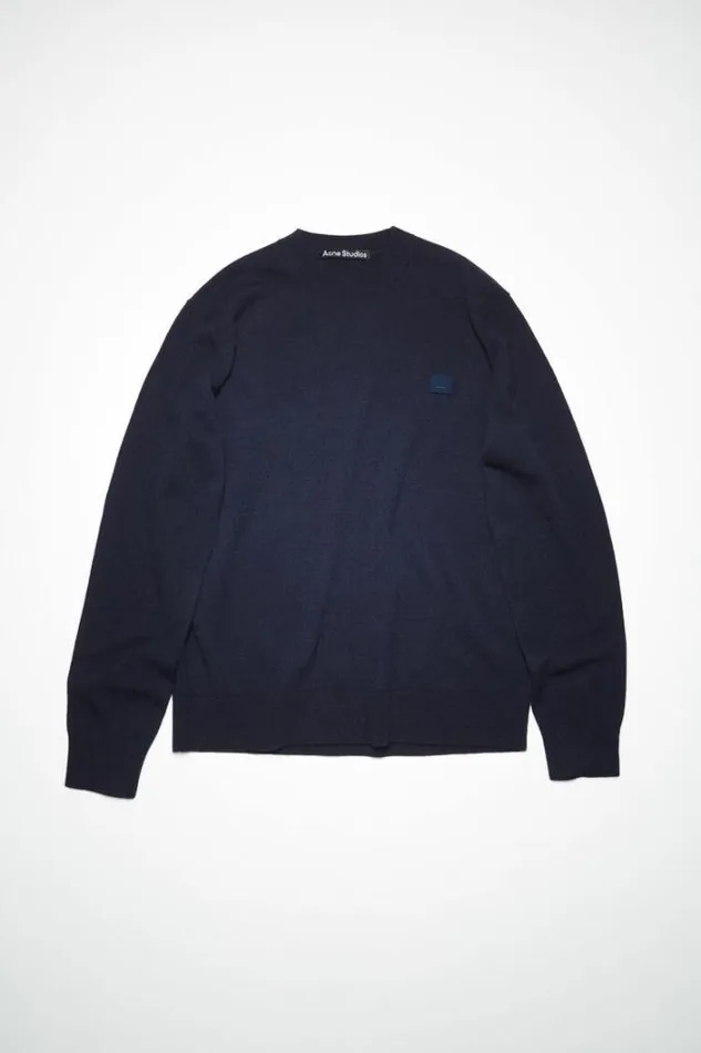 Acne Studios Knitwear Woman Wool Crew Neck Sweater Navy