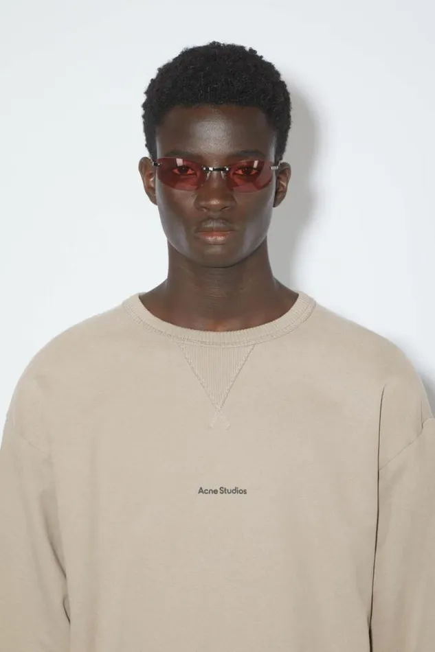 Acne Studios Sweatshirts Man Stamp Logo Sweater Mushroom Beige