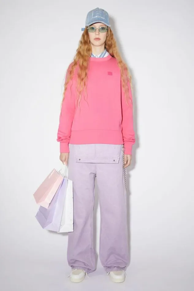 Acne Studios Sweatshirts Woman Crew Neck SweaterUnisex Bright Pink