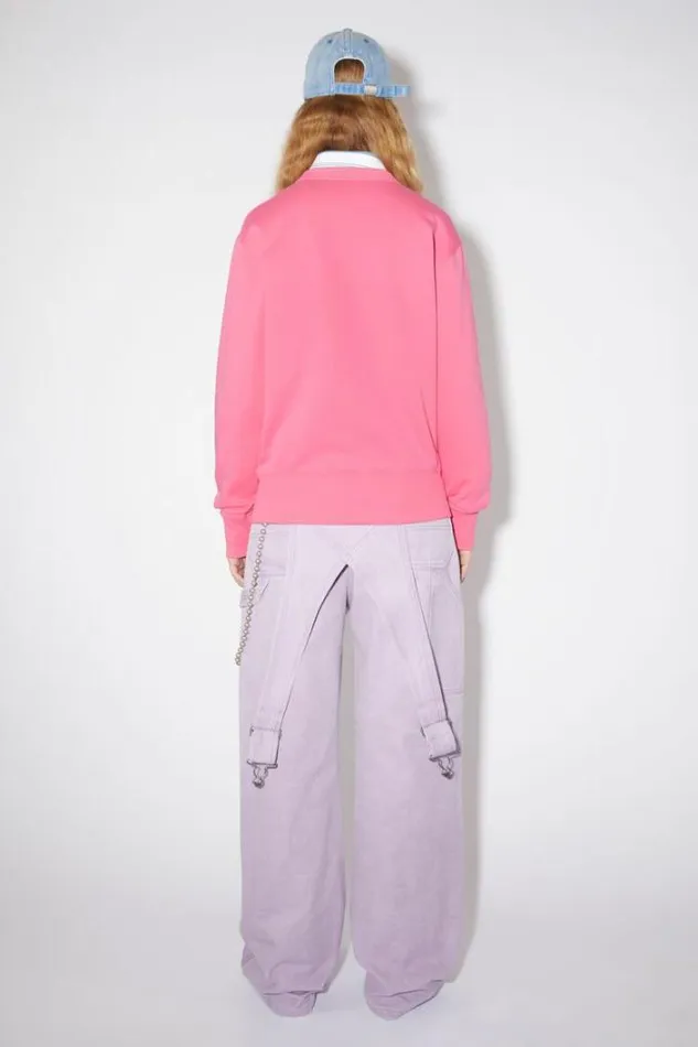 Acne Studios Sweatshirts Woman Crew Neck SweaterUnisex Bright Pink