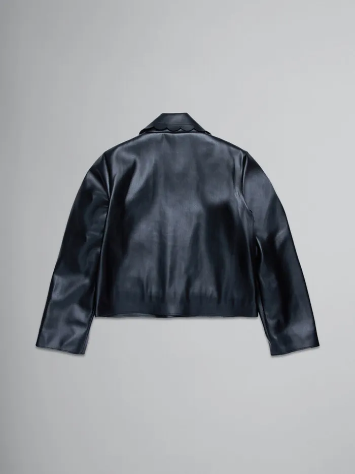 Black Jacket In Soft Coated Fabric Kids Marni