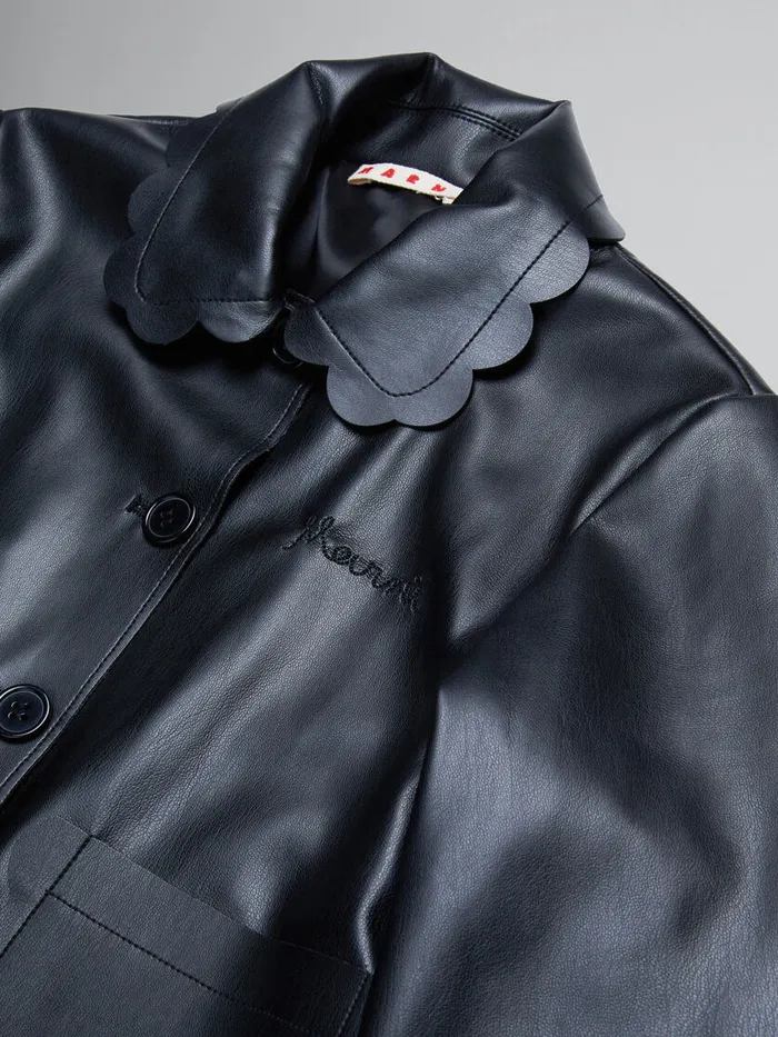 Black Jacket In Soft Coated Fabric Kids Marni