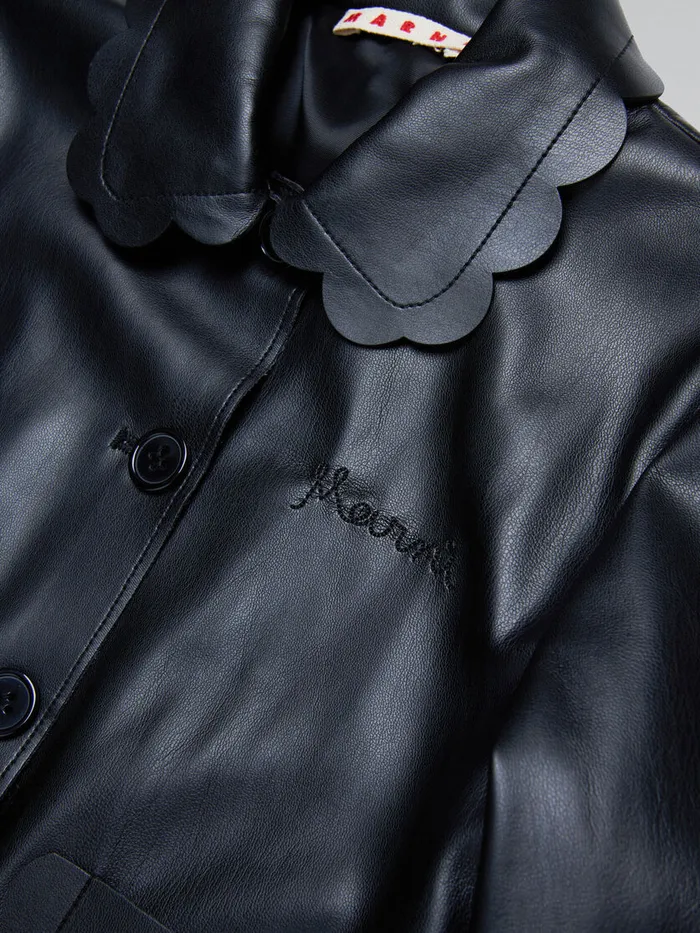 Black Jacket In Soft Coated Fabric Kids Marni