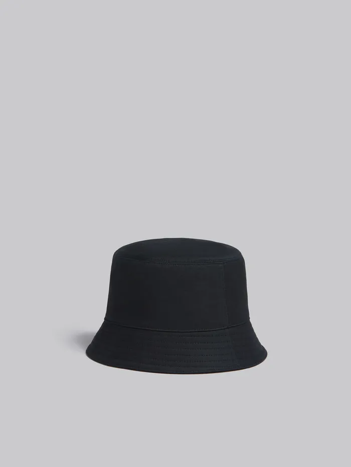 Black Organic Gabardine Bucket Hat With Embroidered Logo Men Marni Hats