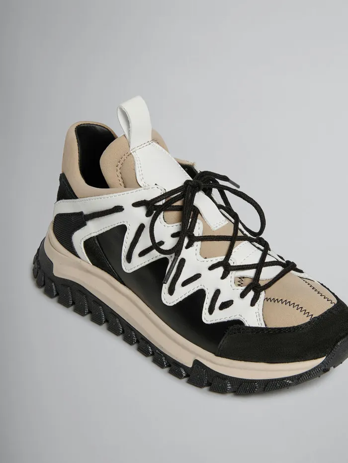 Black White And Beige Running Sneaker Kids Marni