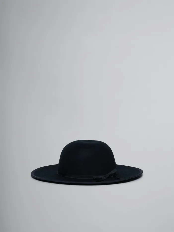 Black Widebrimmed Felt Hat Kids Marni