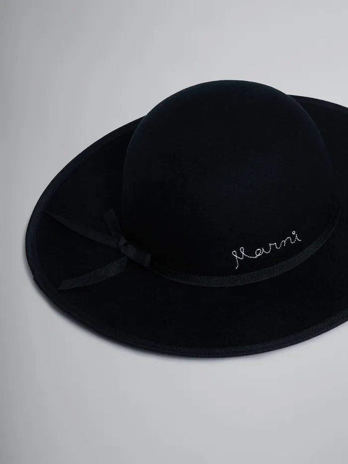 Black Widebrimmed Felt Hat Kids Marni