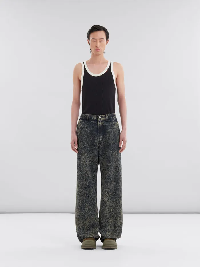 Blue Marble Denim Straightleg Jeans Men Marni Pants