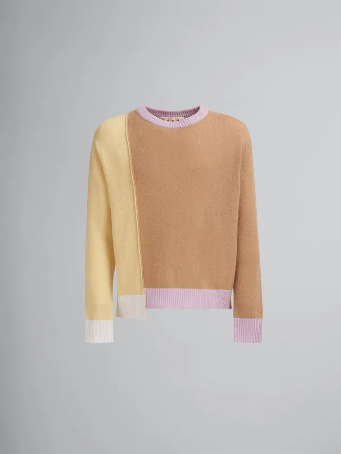 Brown Cashmere Colourblock Jumper Men Marni Knitwear