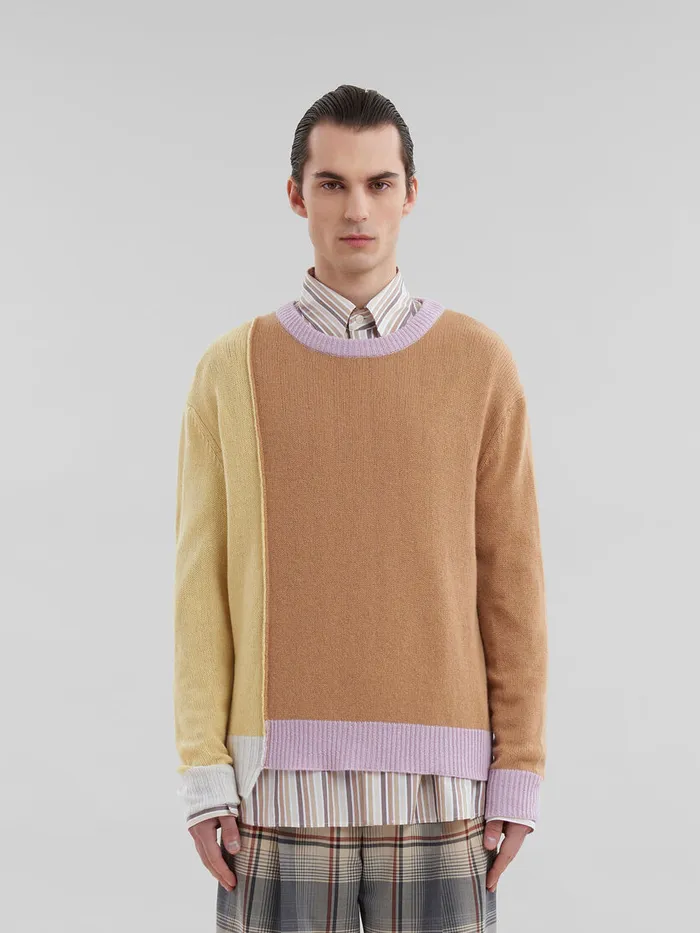 Brown Cashmere Colourblock Jumper Men Marni Knitwear