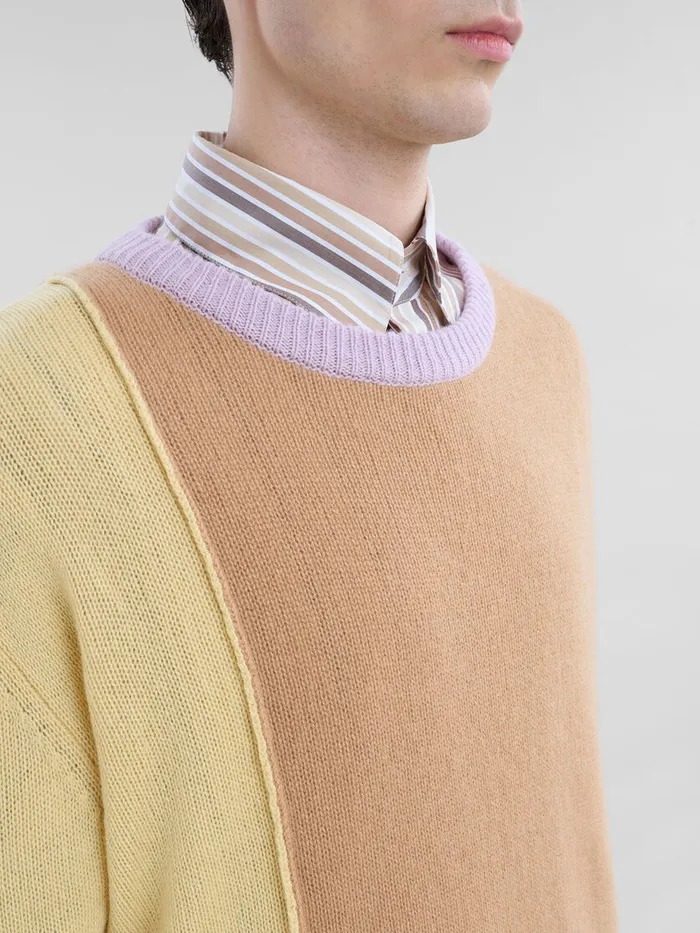 Brown Cashmere Colourblock Jumper Men Marni Knitwear