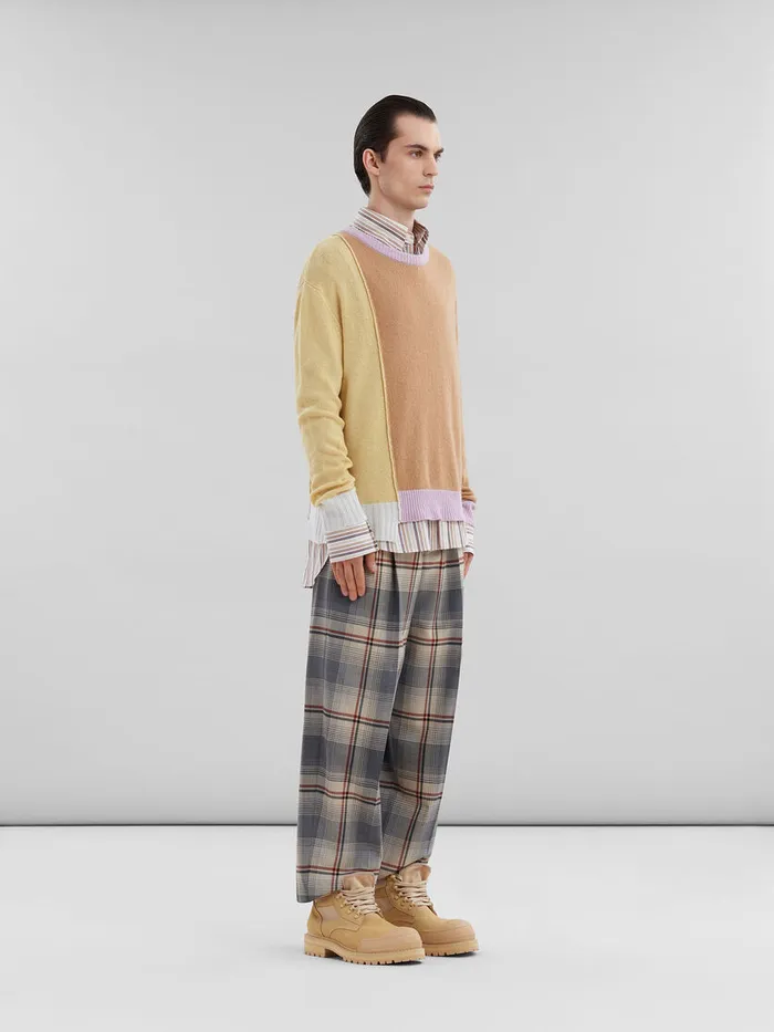 Brown Cashmere Colourblock Jumper Men Marni Knitwear