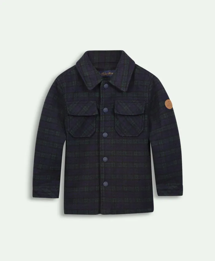 Coats andamp Jackets Kids Brooks Brothers Boys Plaid Shacket Navy