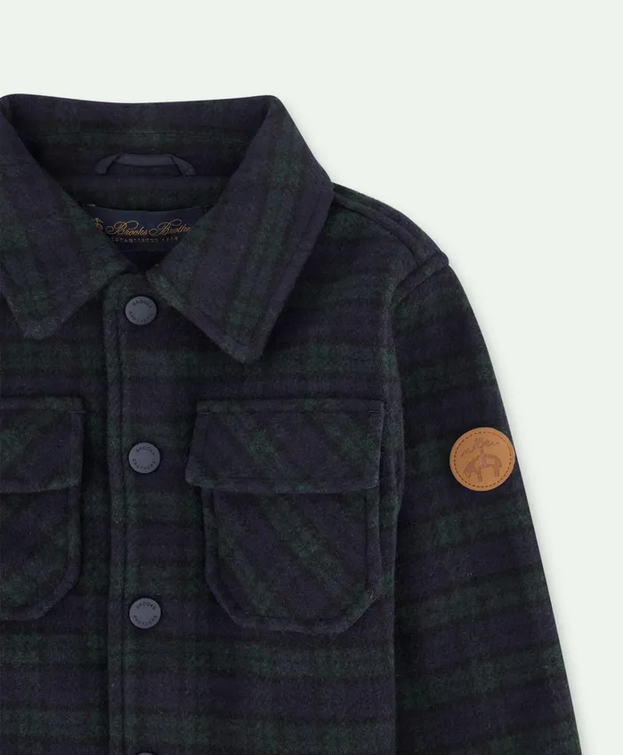 Coats andamp Jackets Kids Brooks Brothers Boys Plaid Shacket Navy
