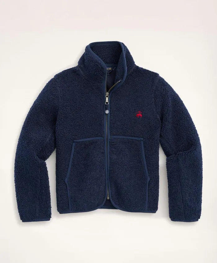 Coats andamp Jackets Kids Brooks Brothers Boys Teddy Fleece Zip Jacket Navy