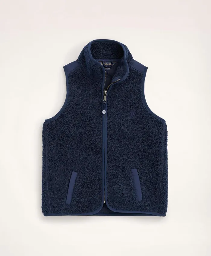 Coats andamp Jackets Kids Brooks Brothers Boys Teddy Fleece Zip Vest Navy