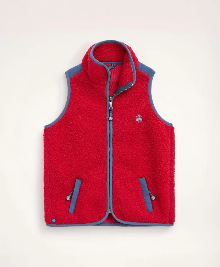 Coats andamp Jackets Kids Brooks Brothers Boys Teddy Fleece Zip Vest Red