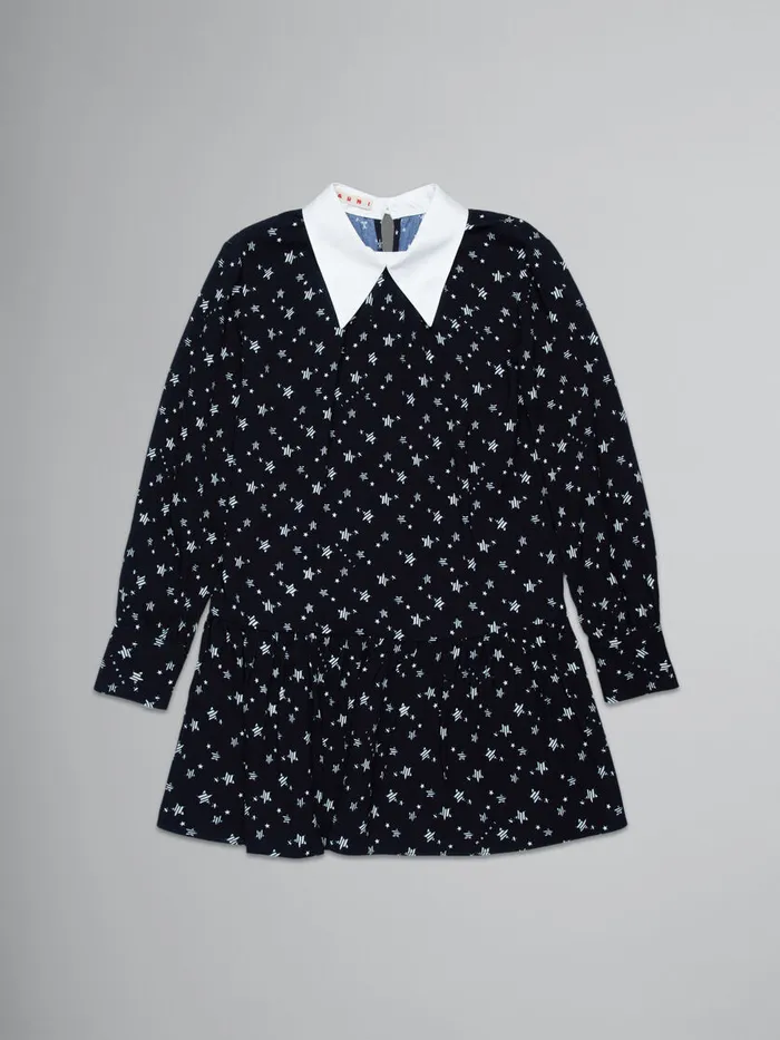 Crepe Fabric Dress With Stardust Print Kids Marni