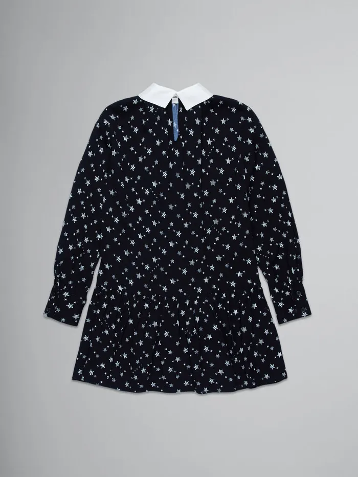 Crepe Fabric Dress With Stardust Print Kids Marni