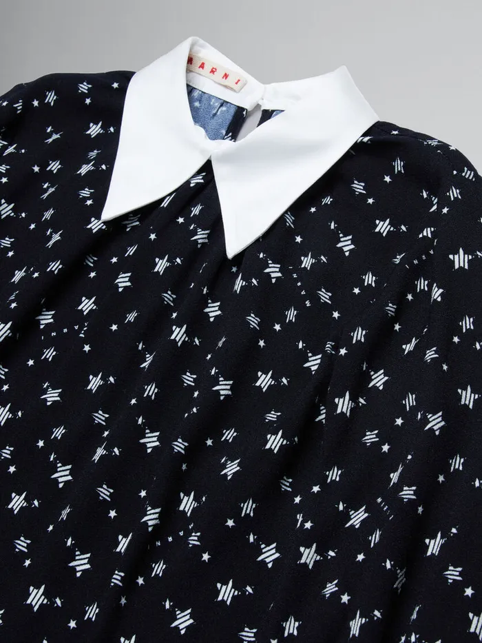 Crepe Fabric Dress With Stardust Print Kids Marni