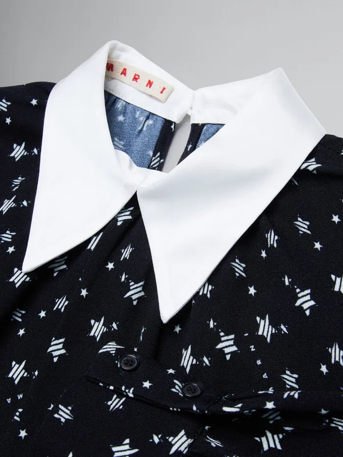Crepe Fabric Dress With Stardust Print Kids Marni