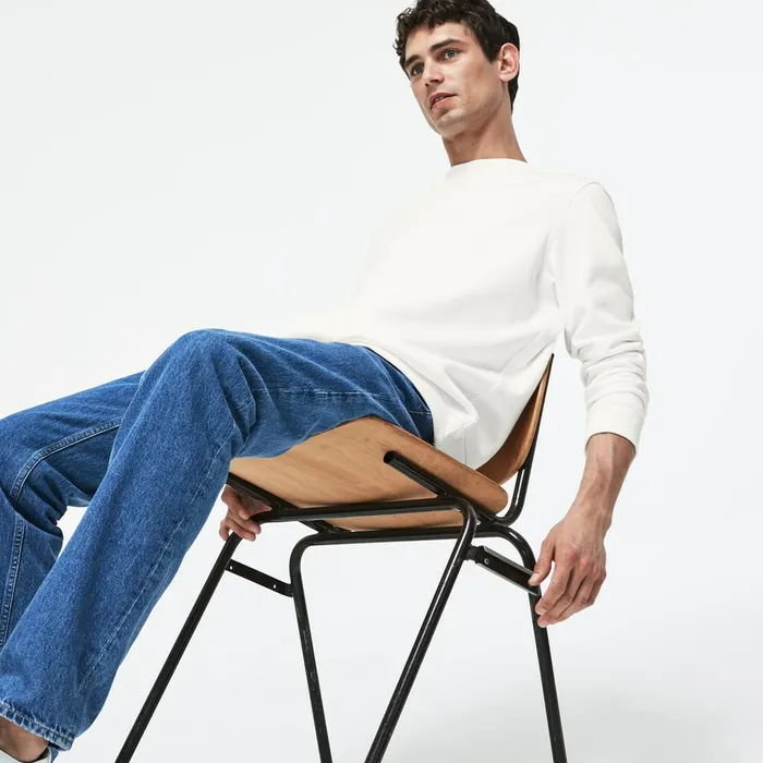 Crew Neck Felt Crocodile Fleece Sweatshirt White Mens Lacoste Sweatshirts For Sale Online Crew Neck Felt Crocodile Fleece Sweatshirt White Mens Lacoste Sweatshirts For Sale Online