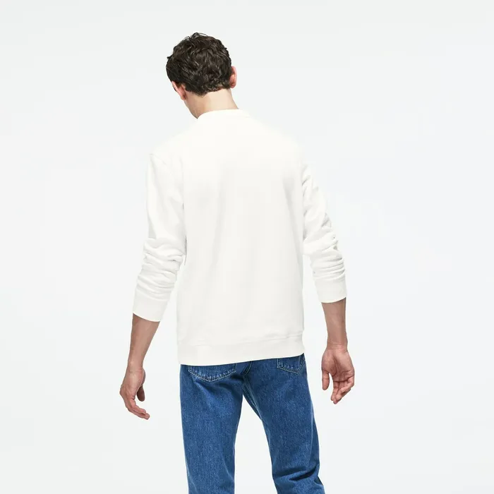 Crew Neck Felt Crocodile Fleece Sweatshirt White Mens Lacoste Sweatshirts For Sale Online