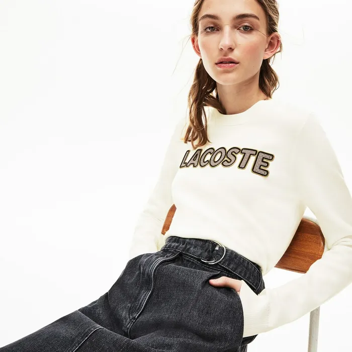 Crewneck CheckerdLogo Cotton Sweater White Womens Lacoste Sweaters and Sweatshirts Outlet Factory Crewneck CheckerdLogo Cotton Sweater White Womens Lacoste Sweaters and Sweatshirts Outlet Factory