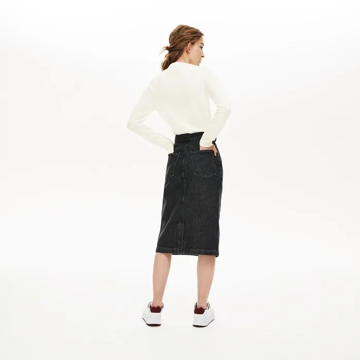 Crewneck CheckerdLogo Cotton Sweater White Womens Lacoste Sweaters and Sweatshirts Outlet Factory