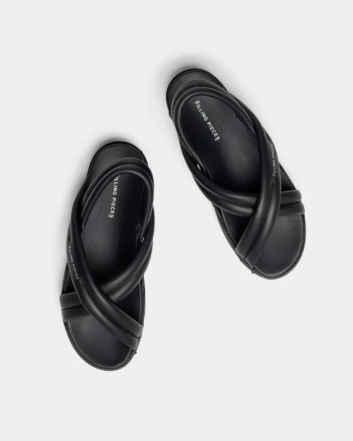 Cross Sandals All Black WomenMen Filling Pieces Sandals and Slides