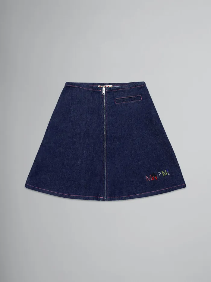 Dark Blue Denim Skirt Kids Marni