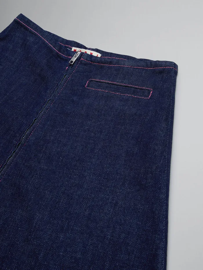 Dark Blue Denim Skirt Kids Marni