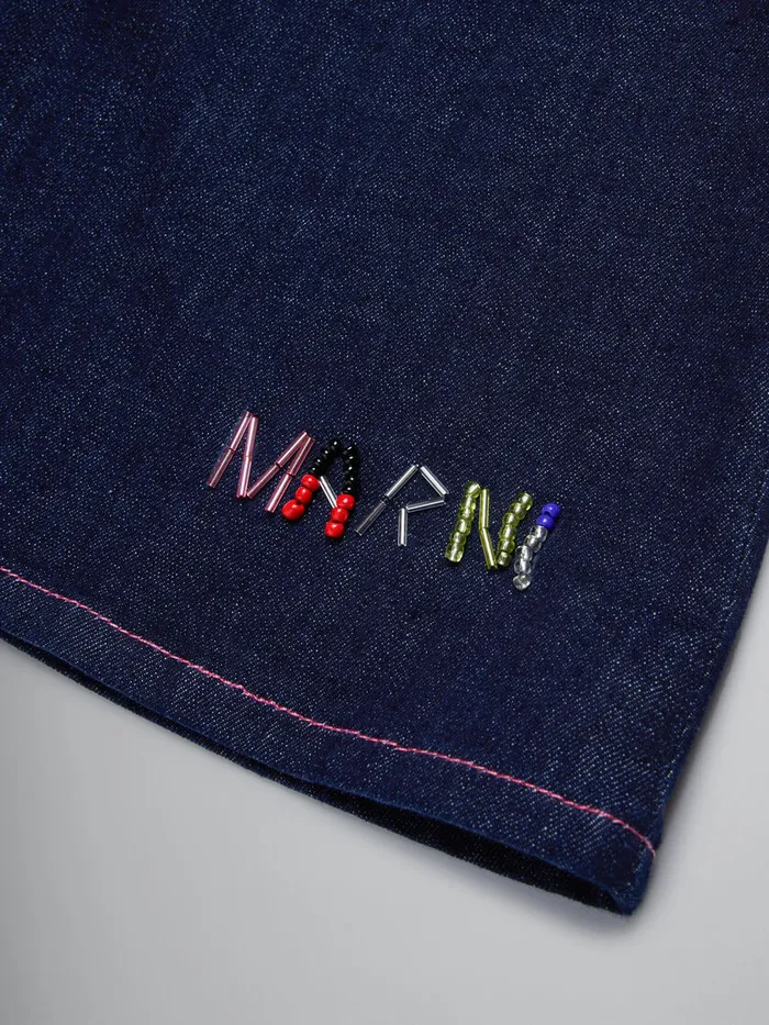 Dark Blue Denim Skirt Kids Marni