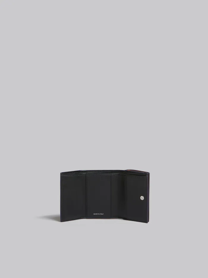 Deep Blue Cream And Green Saffiano Leather Trifold Wallet Women Marni Wallets and Small Leather Goods