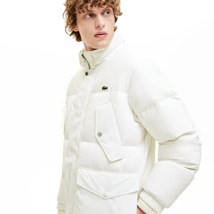 Detachable Hood WaterResistant Quilted Jacket White Mens Lacoste Jackets and Coats Online Store Detachable Hood WaterResistant Quilted Jacket White Mens Lacoste Jackets and Coats Online Store