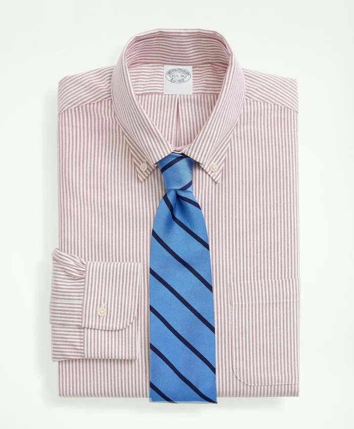 Dress Shirts Men Brooks Brothers AmericanMade Oxford Cloth ButtonDown Stripe Dress Shirt Red Dress Shirts Men Brooks Brothers AmericanMade Oxford Cloth ButtonDown Stripe Dress Shirt Red