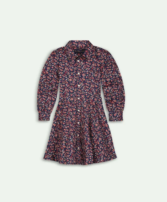 Dresses Kids Brooks Brothers Girls Cotton Floral Long Sleeve Dress Pinkmulti