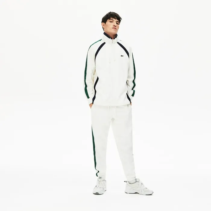 Heritage Stripe Track Jacket WhiteNavy BlueGreen Mens Lacoste Sweatshirts Gift for Friend