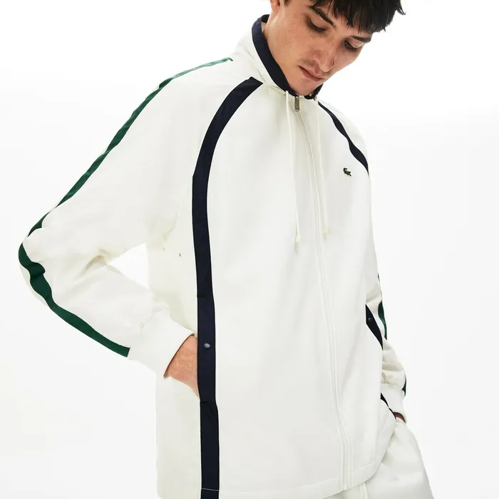 Heritage Stripe Track Jacket WhiteNavy BlueGreen Mens Lacoste Sweatshirts Gift for Friend