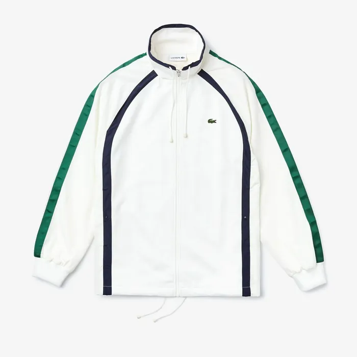 Heritage Stripe Track Jacket WhiteNavy BlueGreen Mens Lacoste Sweatshirts Gift for Friend