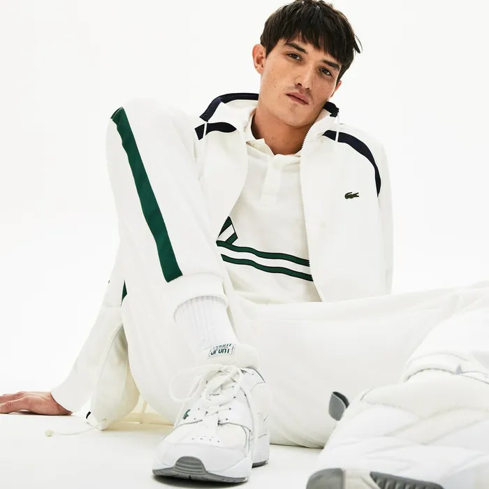 Heritage Stripe Track Jacket WhiteNavy BlueGreen Mens Lacoste Sweatshirts Gift for Friend