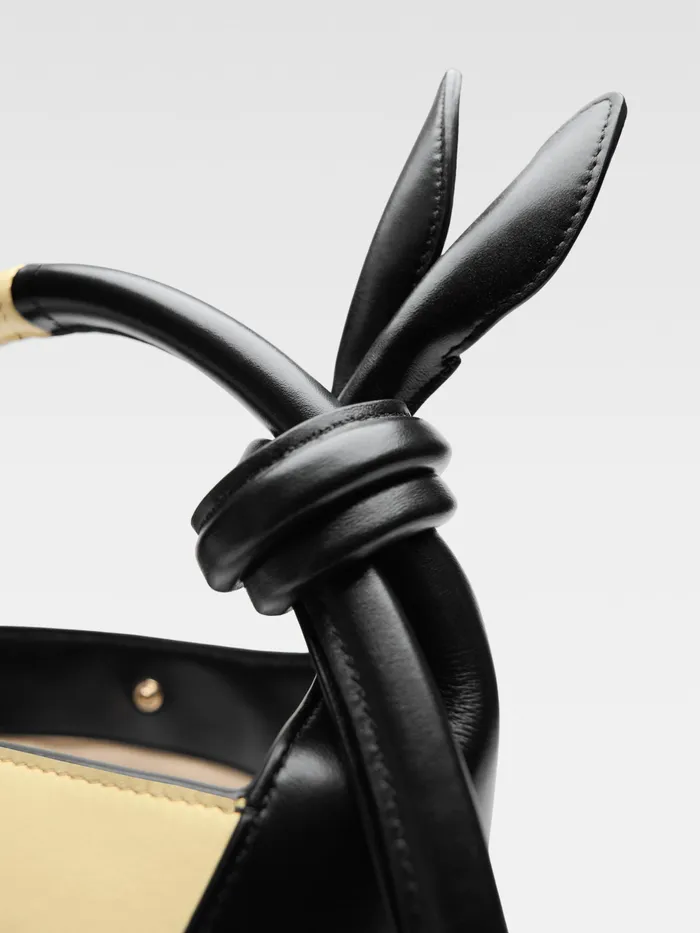 JACQUEMUS Crossbody and Handbags Mini Knotted Bucket Bag Pale Yellow Black 8211 Women