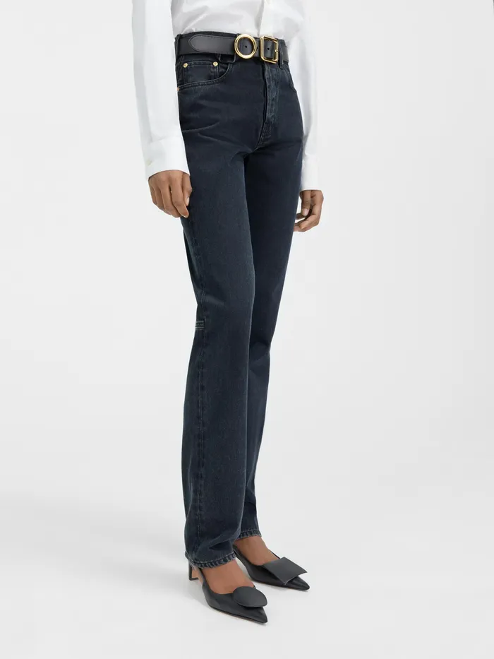 JACQUEMUS Denim Straight Leg Jeans Black 8211 Women
