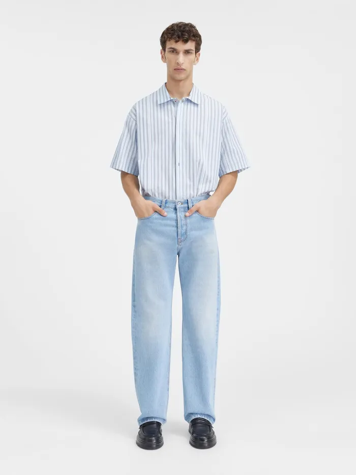 JACQUEMUS Denim Straight Leg Jeans Light Bluetabac 8211 Men