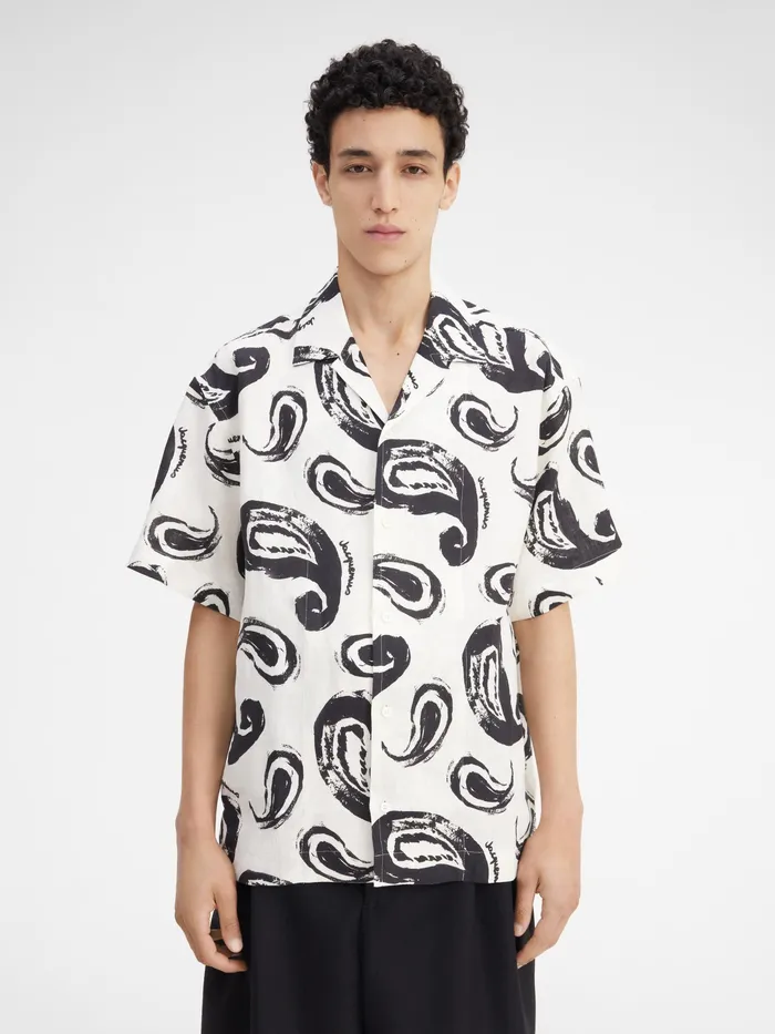 JACQUEMUS Shirts Painted Paisley Bowling Shirt Print Whiteblack Paisley 8211 Men
