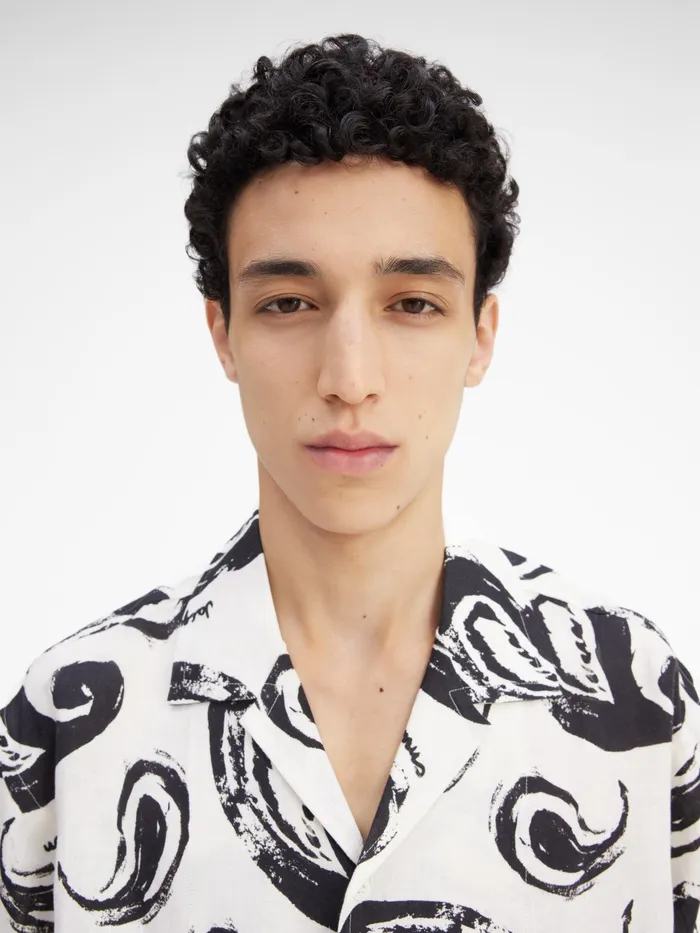 JACQUEMUS Shirts Painted Paisley Bowling Shirt Print Whiteblack Paisley 8211 Men